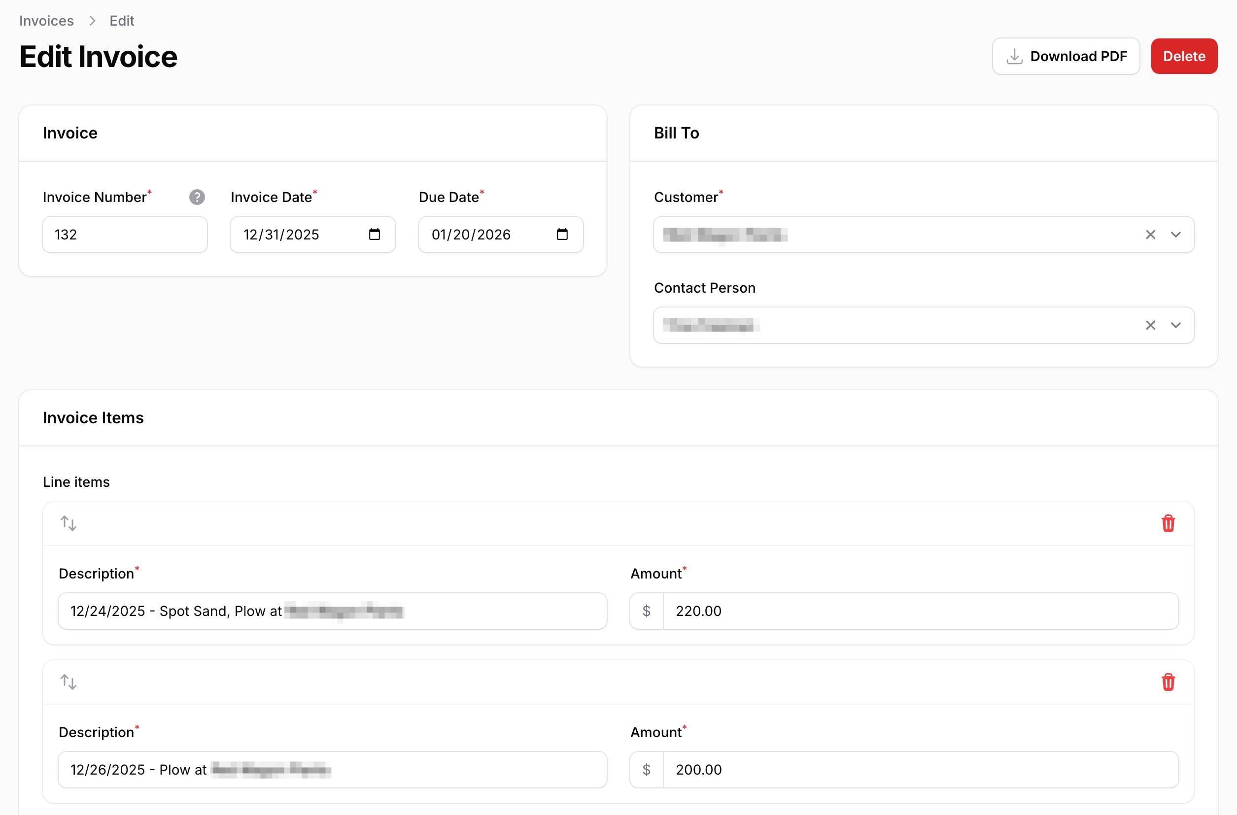 Invoice creation with completed jobs